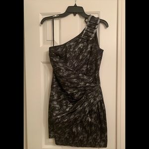 One Shoulder Black and Silver Dress